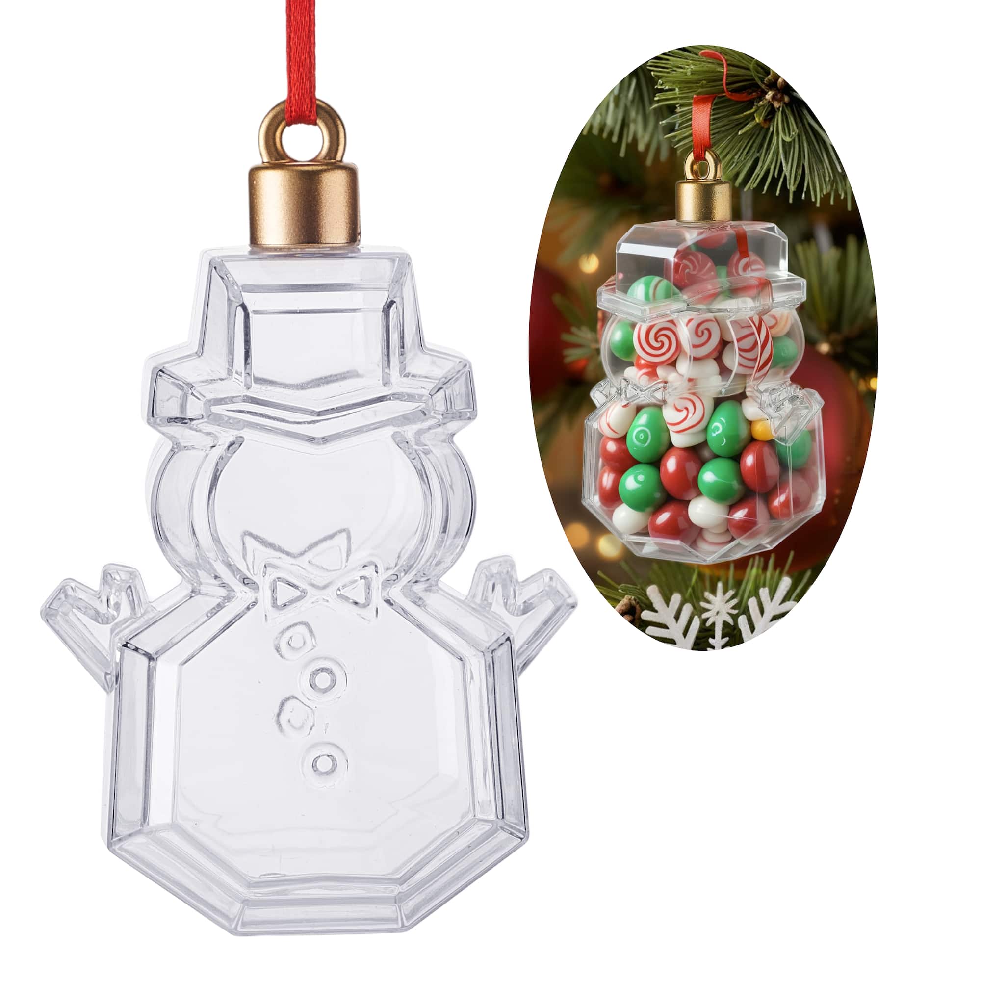 3.5" Clear Fillable DIY Plastic Snowman Ornament by Make Market®
